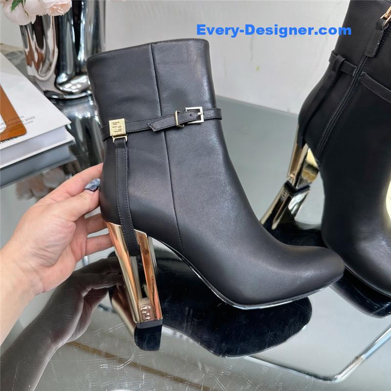 fendi hollow chunky heel ankle boots