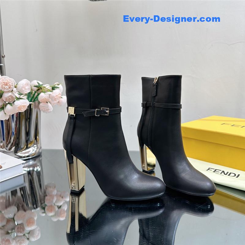 fendi hollow chunky heel ankle boots