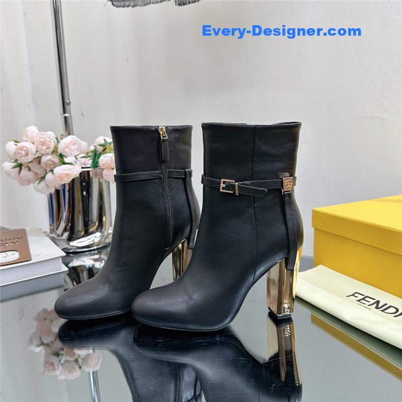 fendi hollow chunky heel ankle boots
