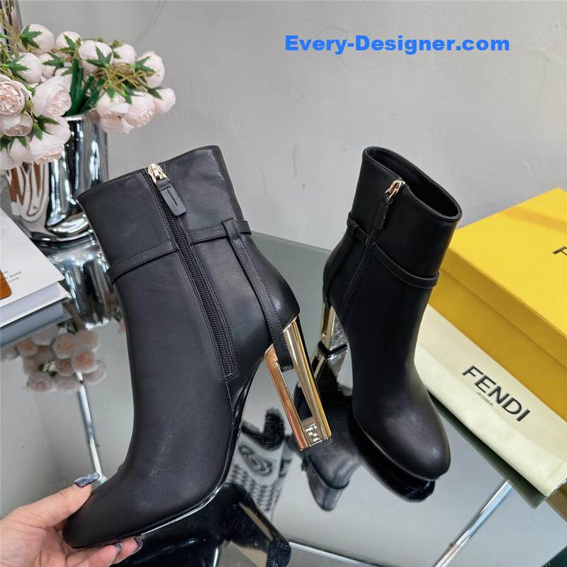 fendi hollow chunky heel ankle boots