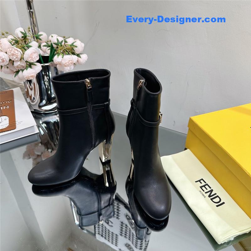 fendi hollow chunky heel ankle boots