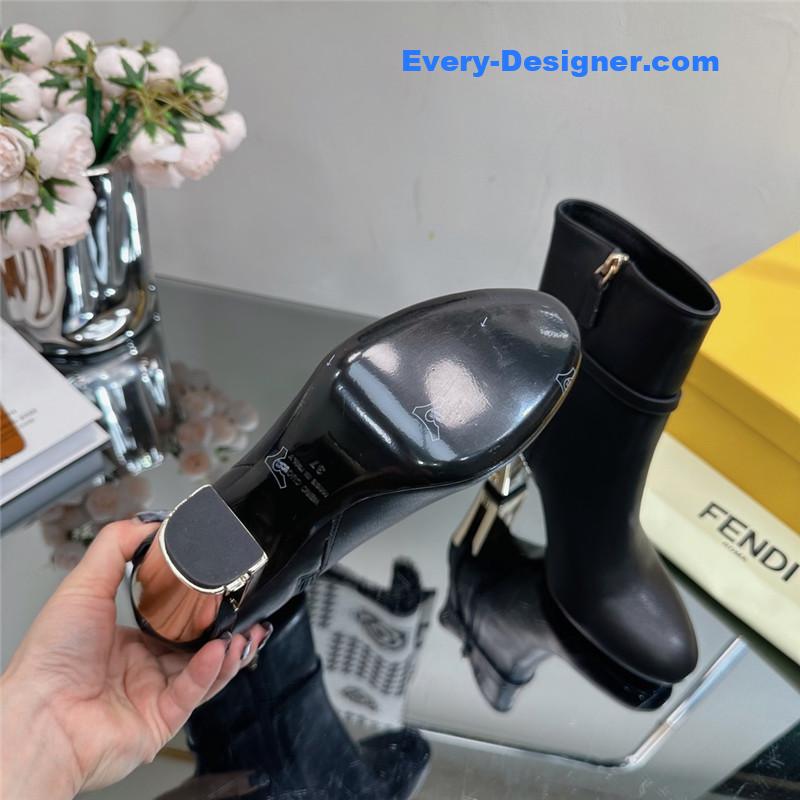 fendi hollow chunky heel ankle boots