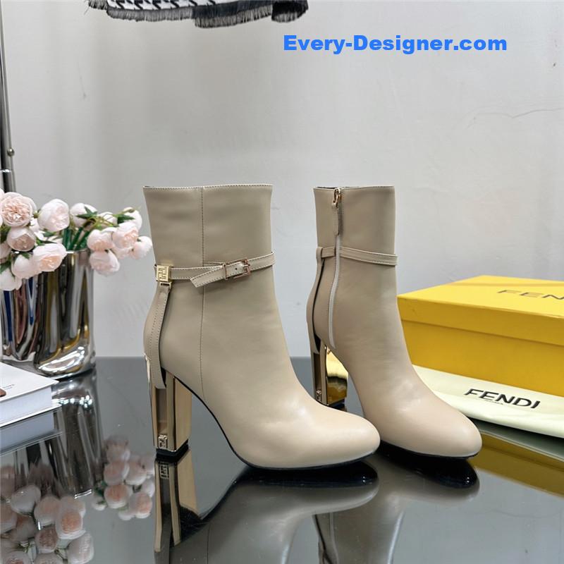 fendi hollow chunky heel ankle boots