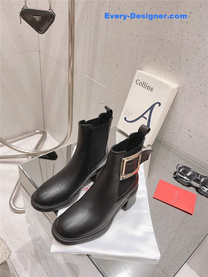Roger vivier square buckle ankle boots