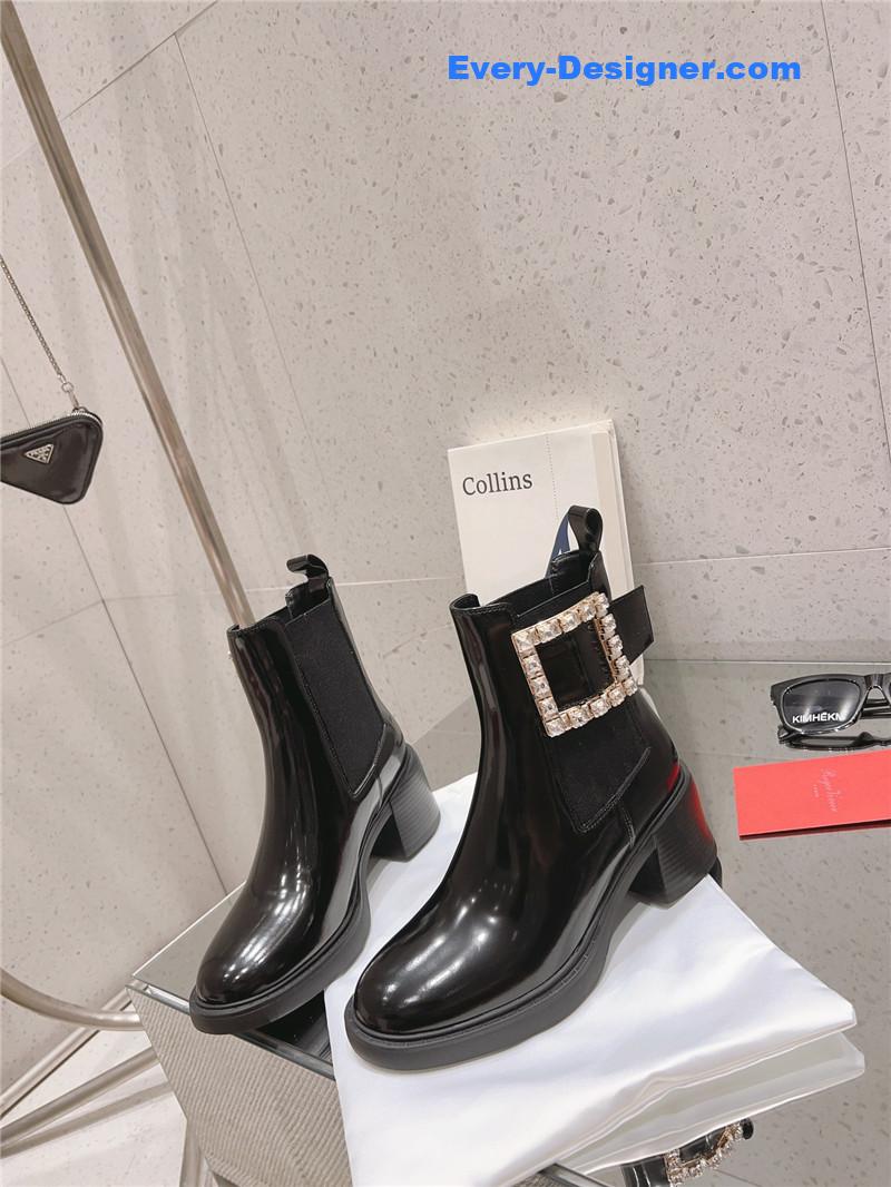 Roger vivier square buckle ankle boots