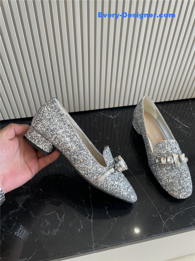 m1um1u flat D1am0nd buckle loafers