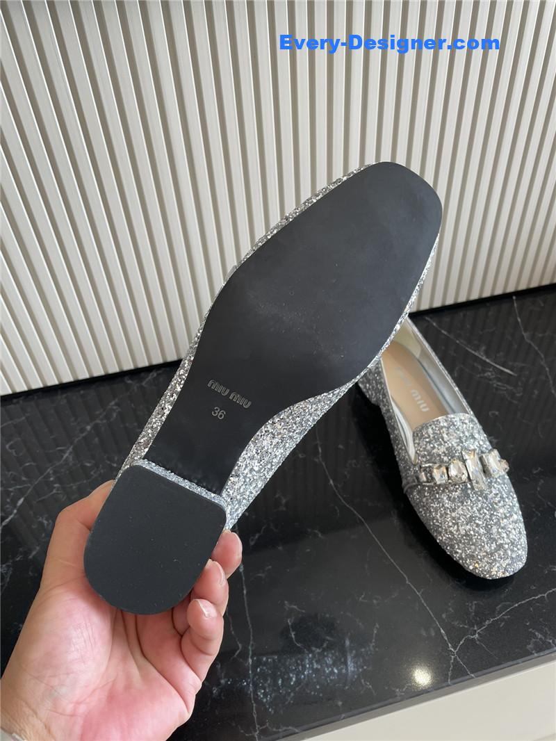 m1um1u flat D1am0nd buckle loafers