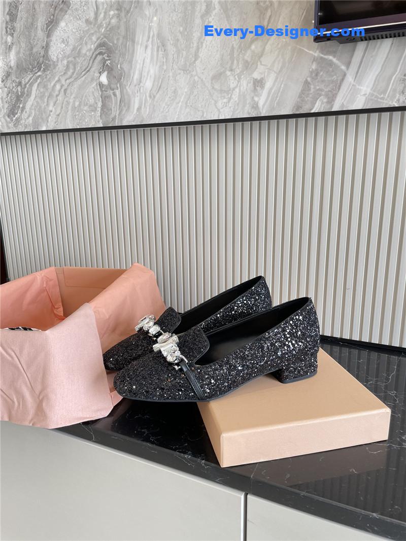 m1um1u flat D1am0nd buckle loafers