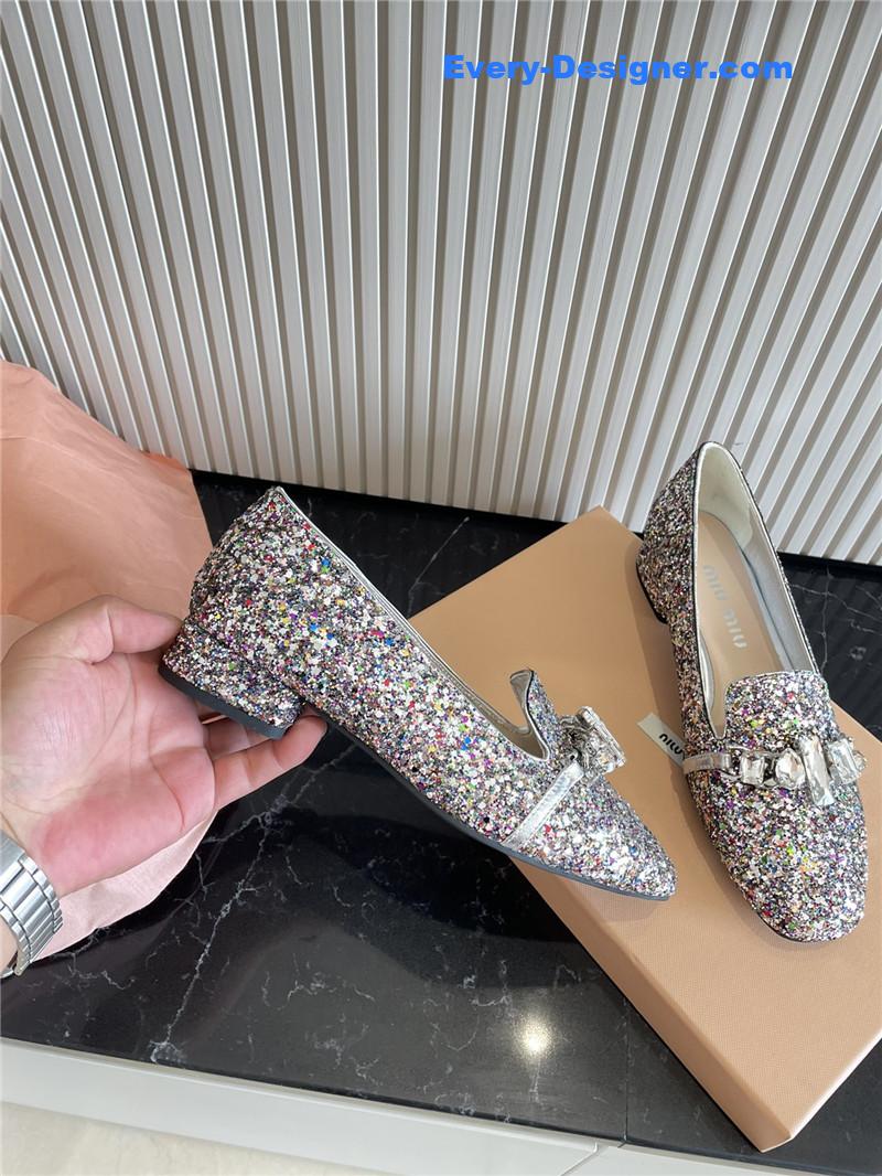 m1um1u flat D1am0nd buckle loafers