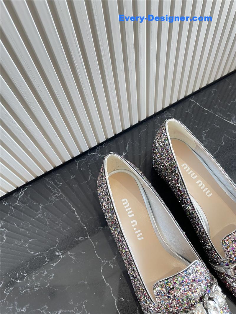 m1um1u flat D1am0nd buckle loafers