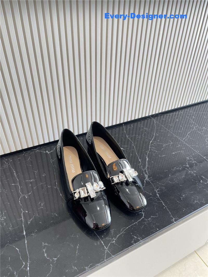 miumiu flat diamond buckle loafers