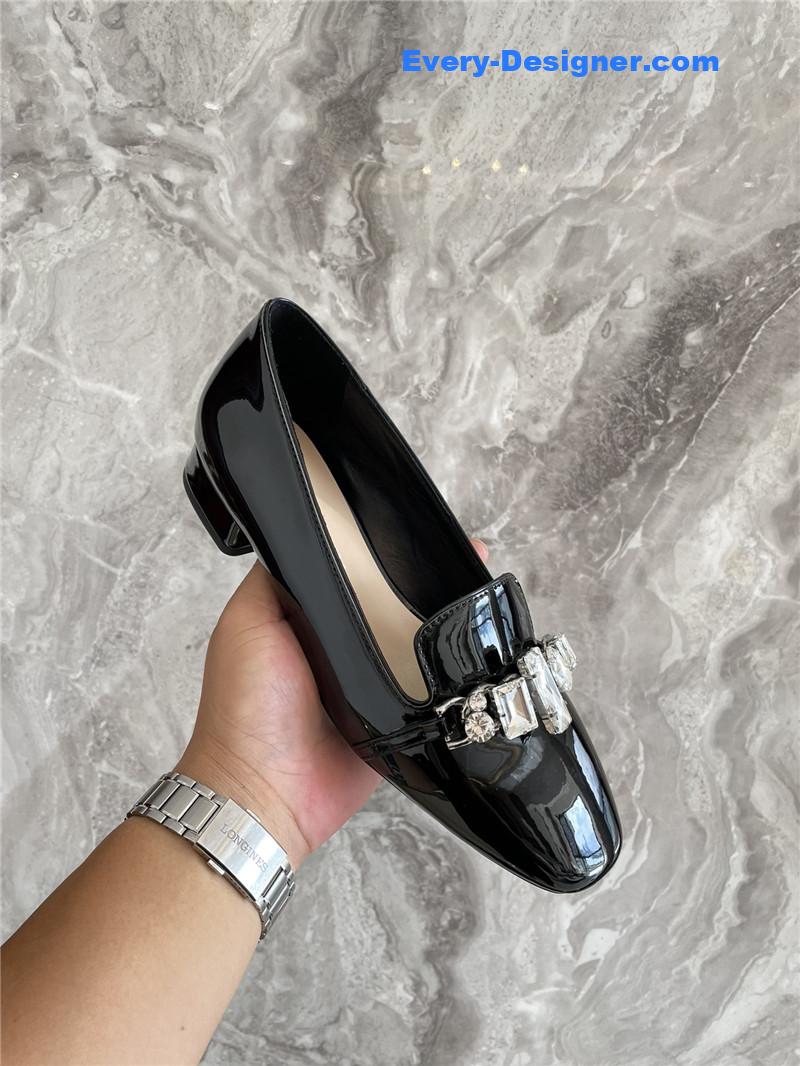 m1um1u flat D1am0nd buckle loafers