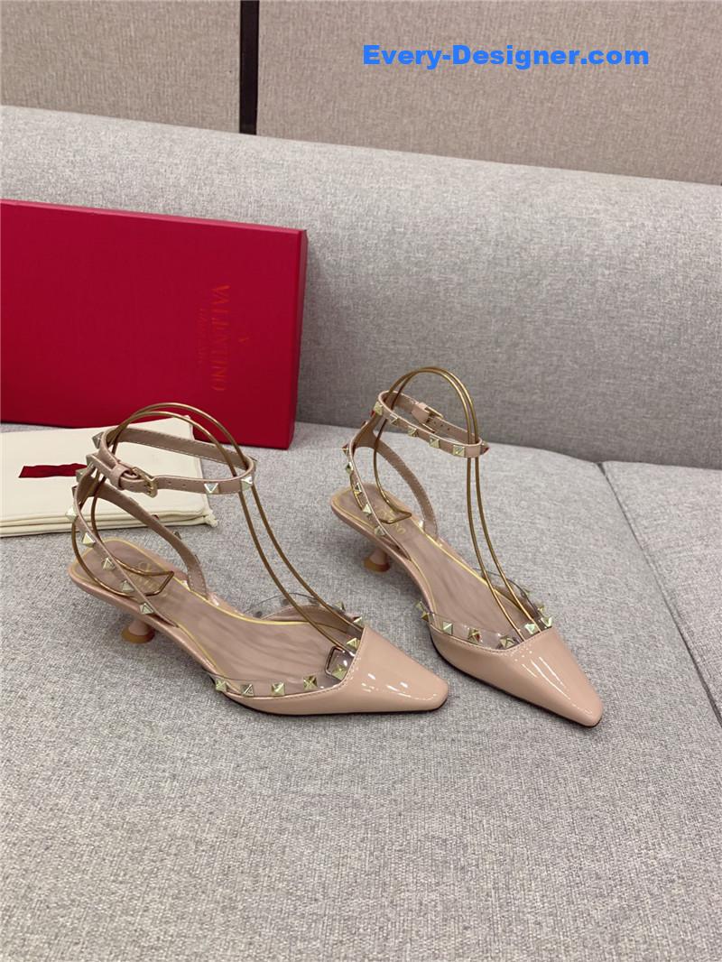 valentino new rivet kitten heel sandals