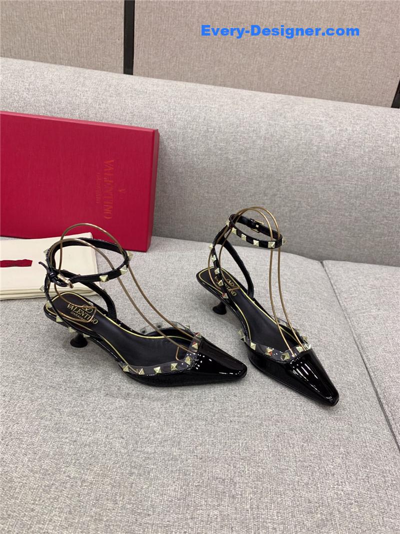 valentino new rivet kitten heel sandals