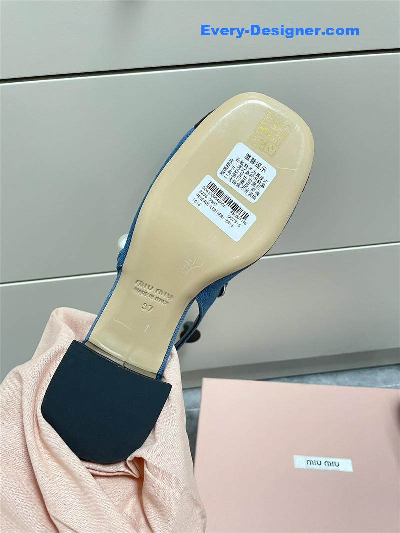 M1um1u chunky heel chain pearl pearl mary jane shoes