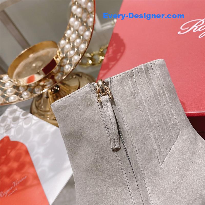 Roger vivier metal square buckle ankle boots