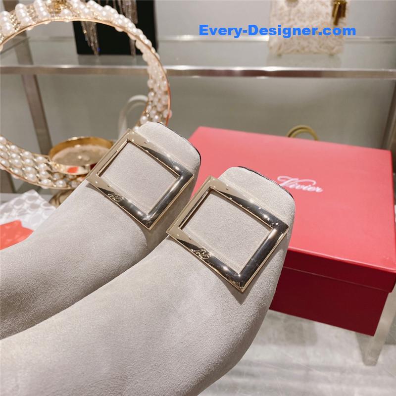 Roger vivier metal square buckle ankle boots