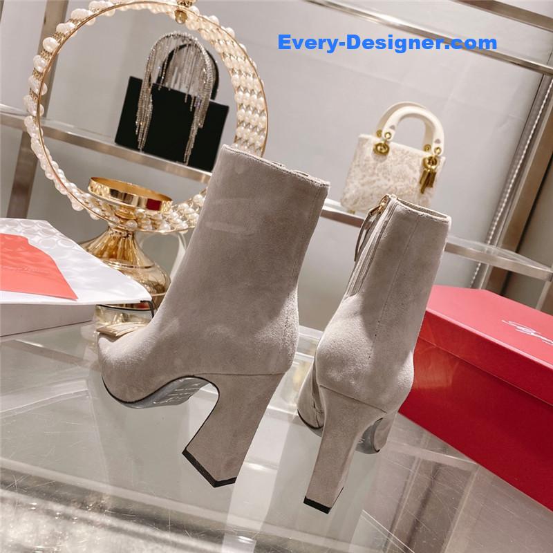 Roger vivier metal square buckle ankle boots