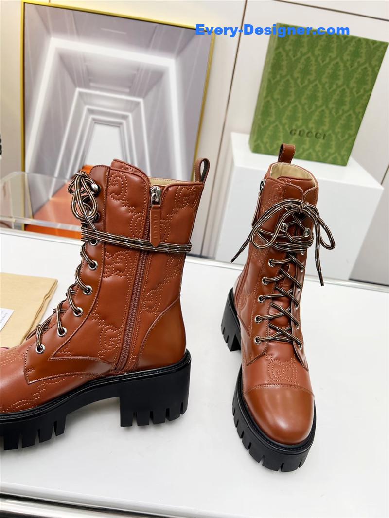 Gvc*1 double g electric embroidery version lace-up 8 inch boots