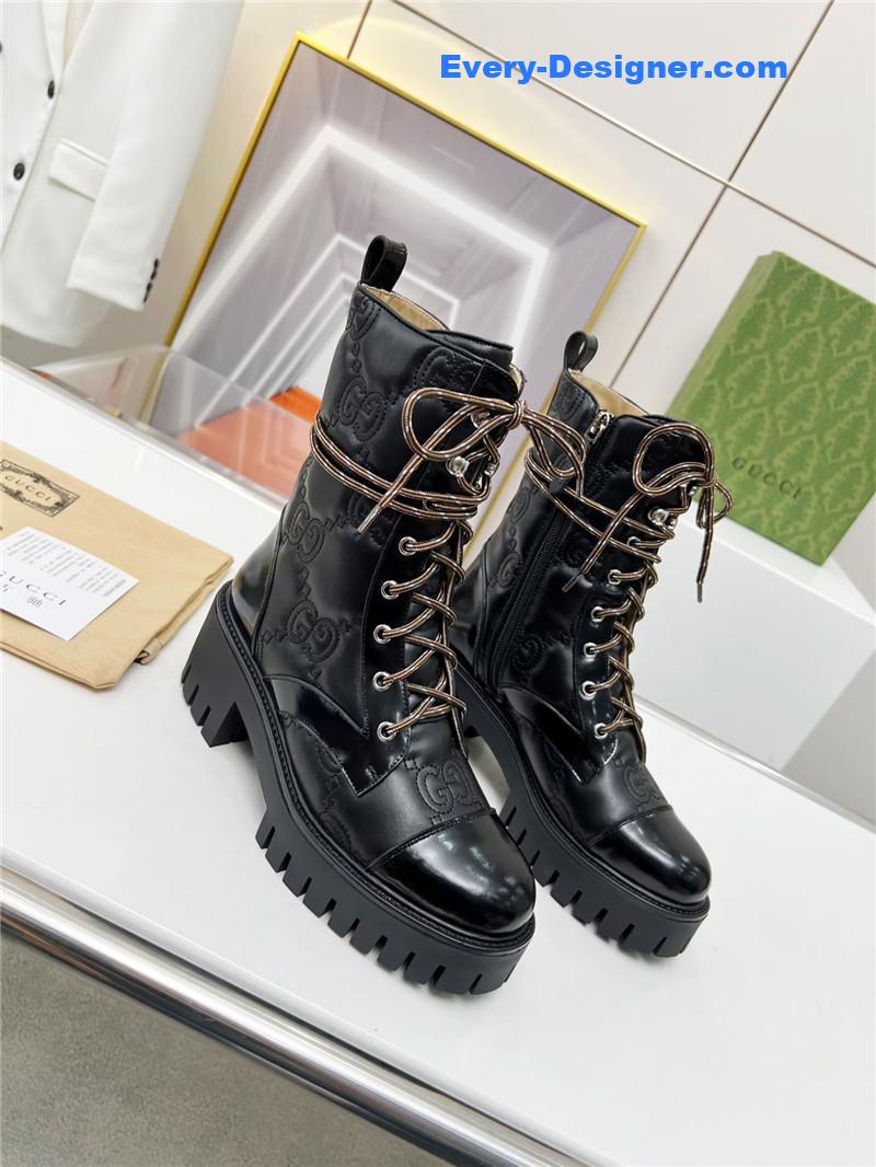 Gvc*1 double g electric embroidery version lace-up 8 inch boots