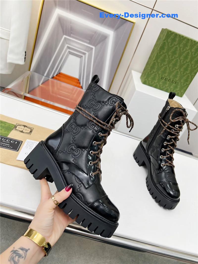 Gvc*1 double g electric embroidery version lace-up 8 inch boots
