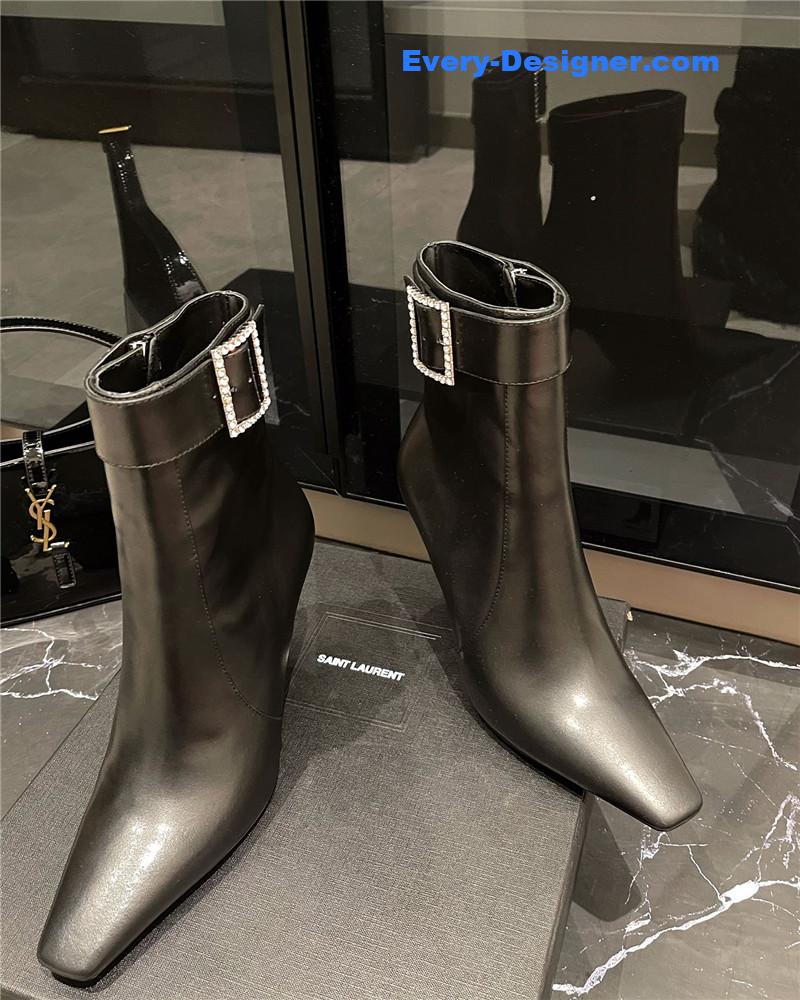 y51 autumn and winter square D1am0nd buckle ankle boots