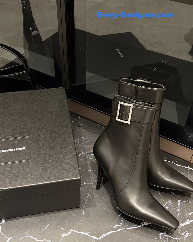 y51 autumn and winter square D1am0nd buckle ankle boots