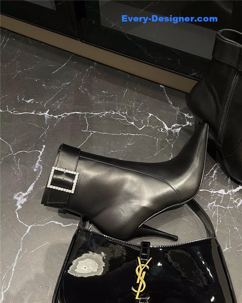 y51 autumn and winter square D1am0nd buckle ankle boots