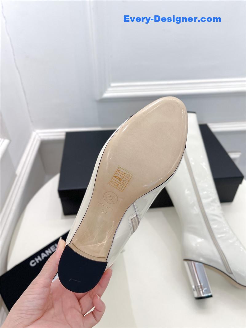 CC classic patent leather high heel boots