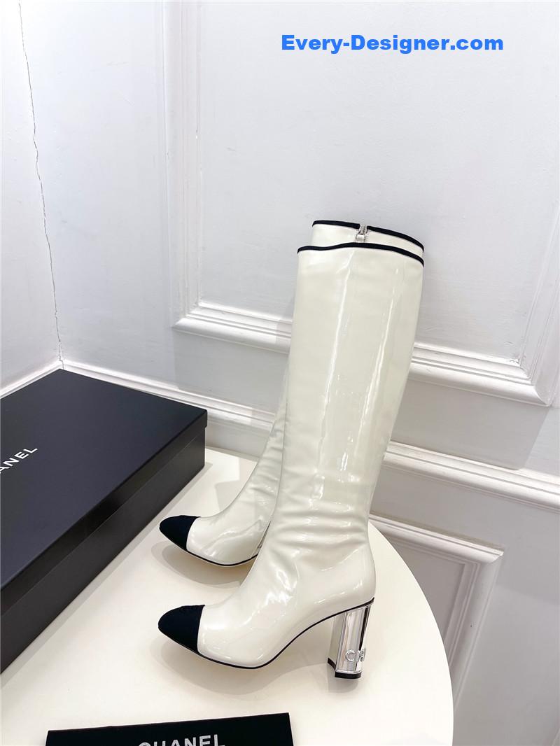 CC classic patent leather high heel boots