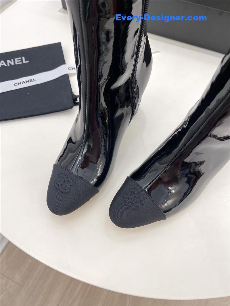 CC classic patent leather high heel boots