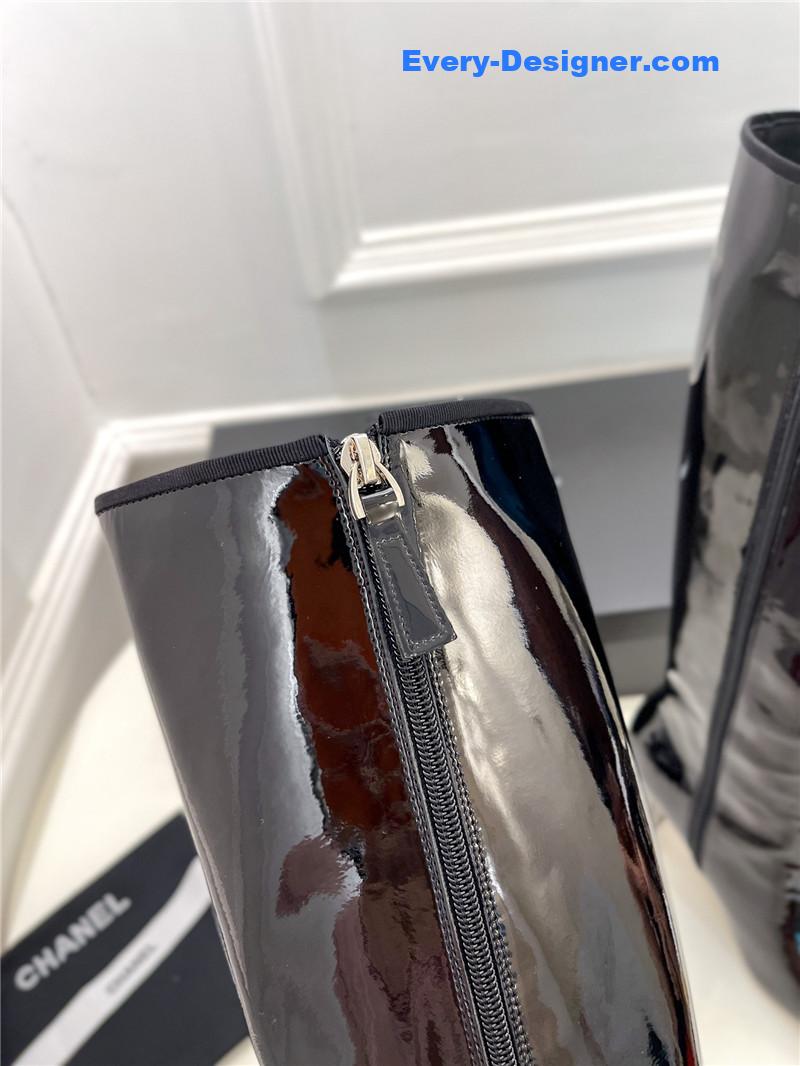 CC classic patent leather high heel boots