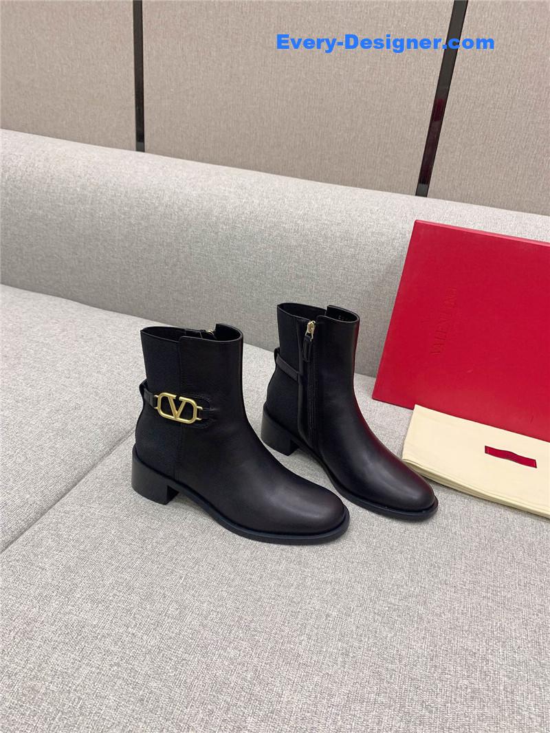 valentino new V buckle high heel boots