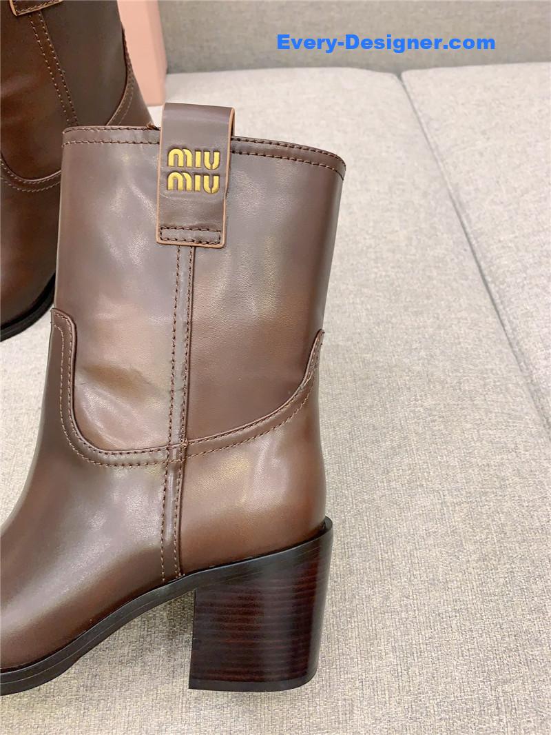 M1um1u new thick heel straight short boots