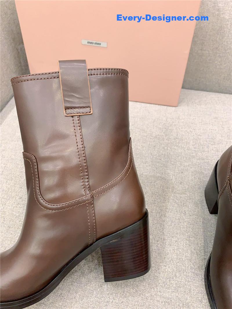 M1um1u new thick heel straight short boots