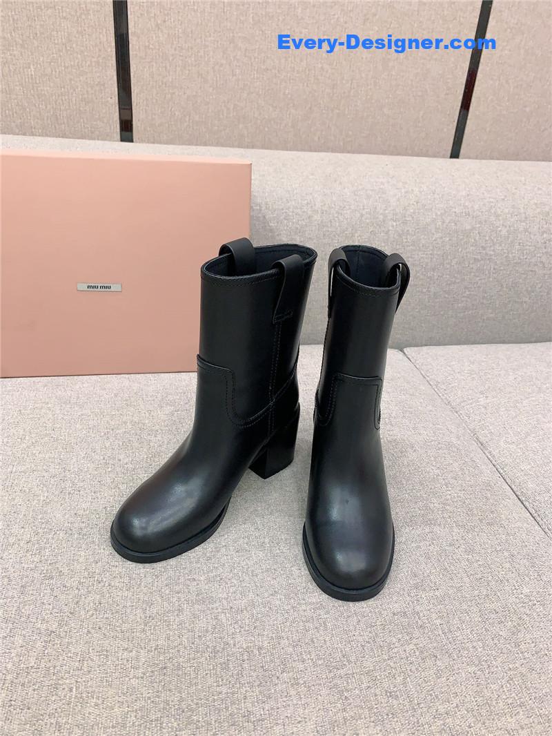 M1um1u new thick heel straight short boots