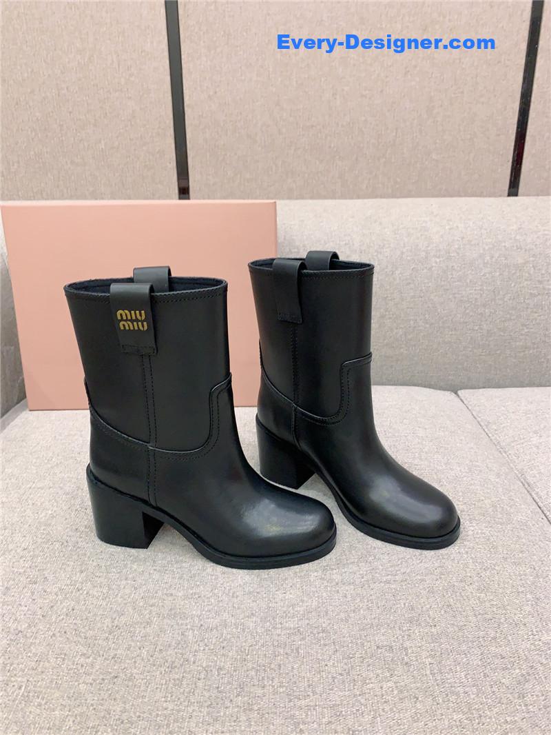 miumiu new thick heel straight short boots