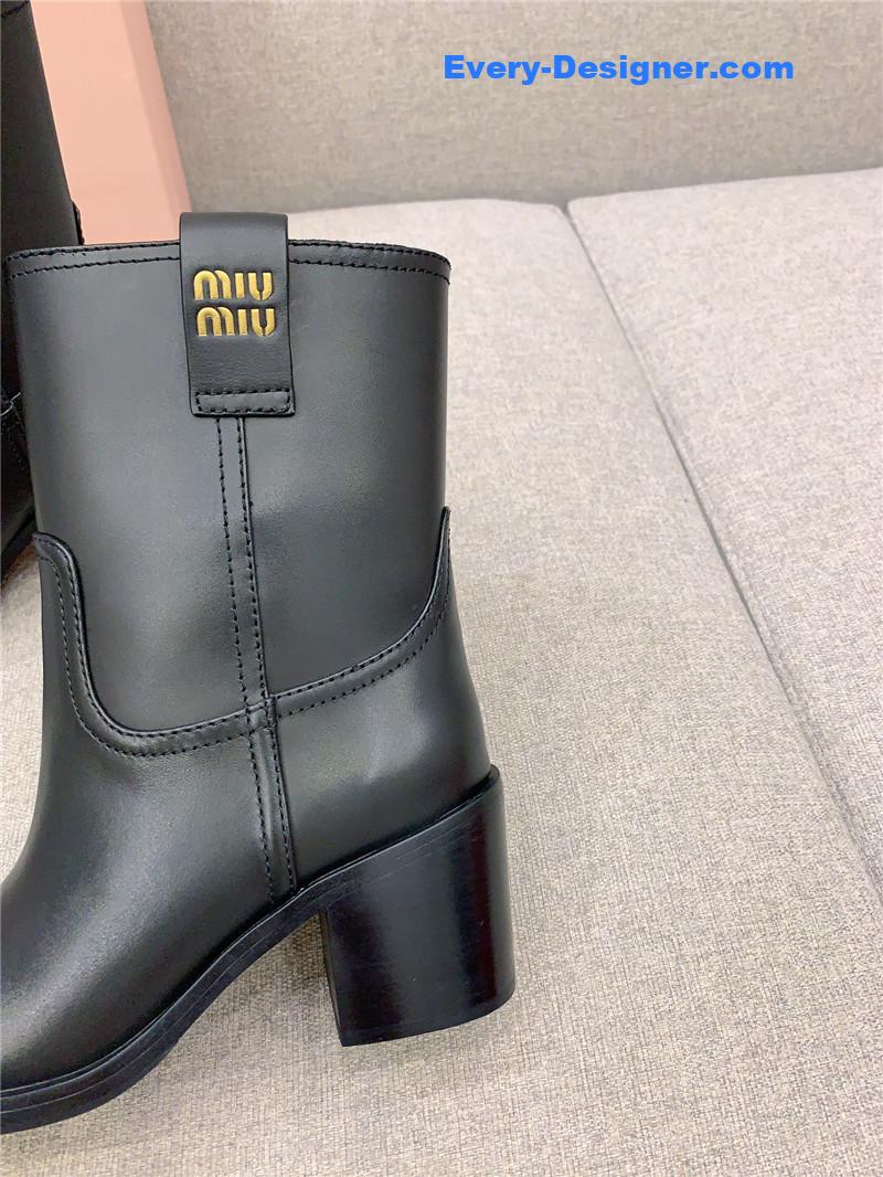 M1um1u new thick heel straight short boots