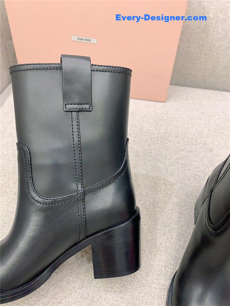 M1um1u new thick heel straight short boots