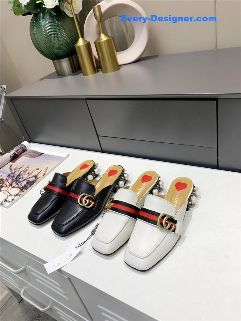 Gucci pearl heel half slippers
