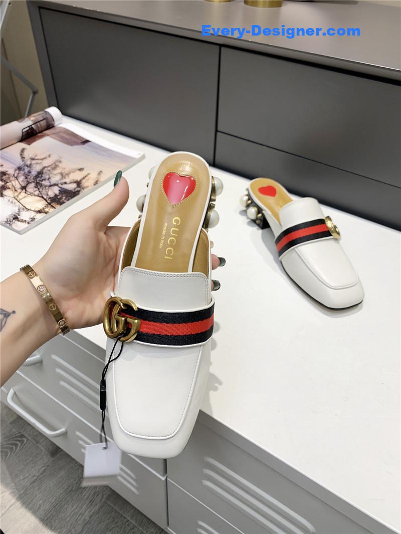 Gucci pearl heel half slippers