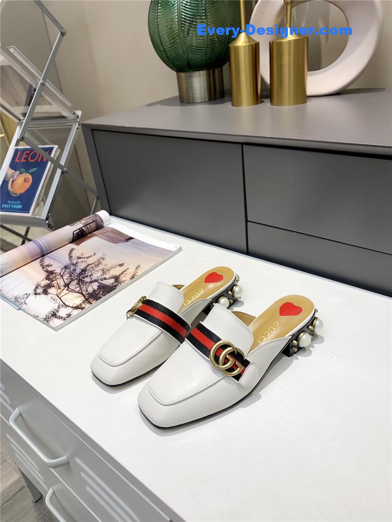 Gucci pearl heel half slippers