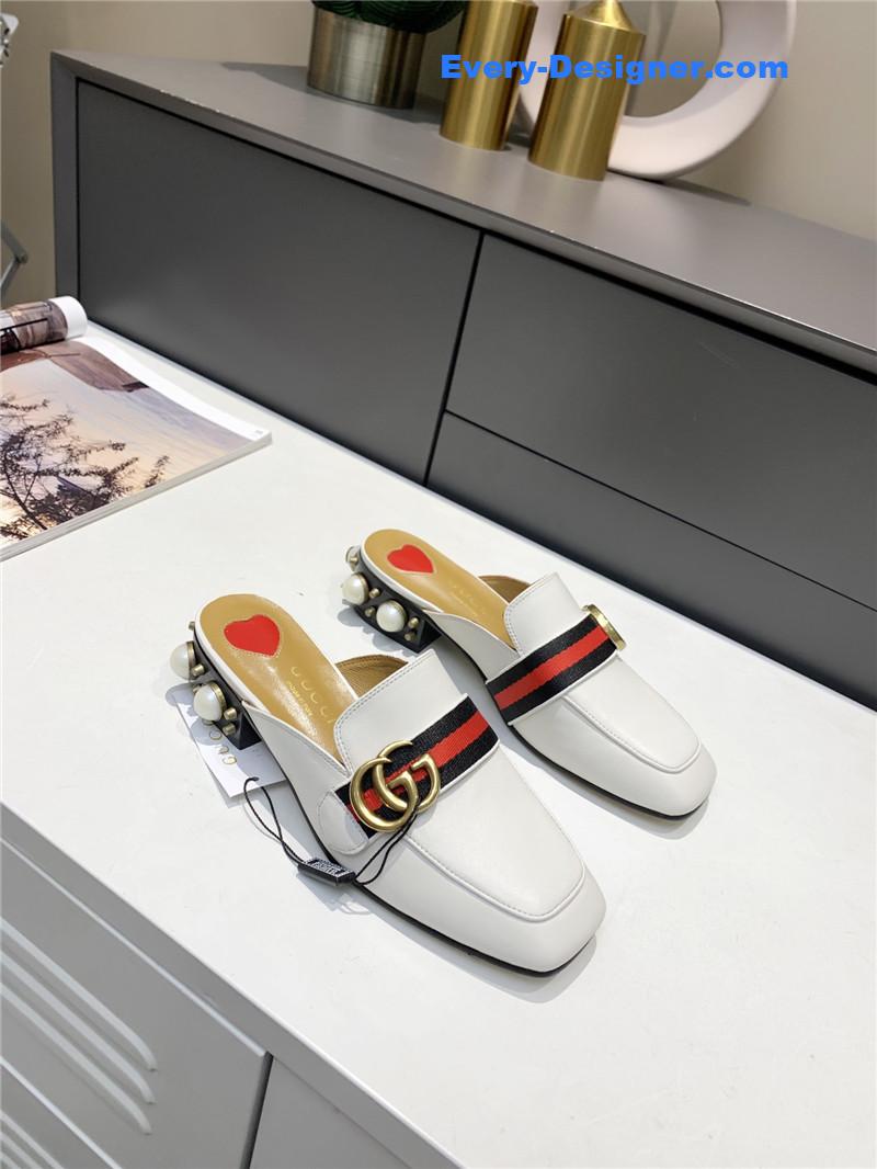 Gucci pearl heel half slippers