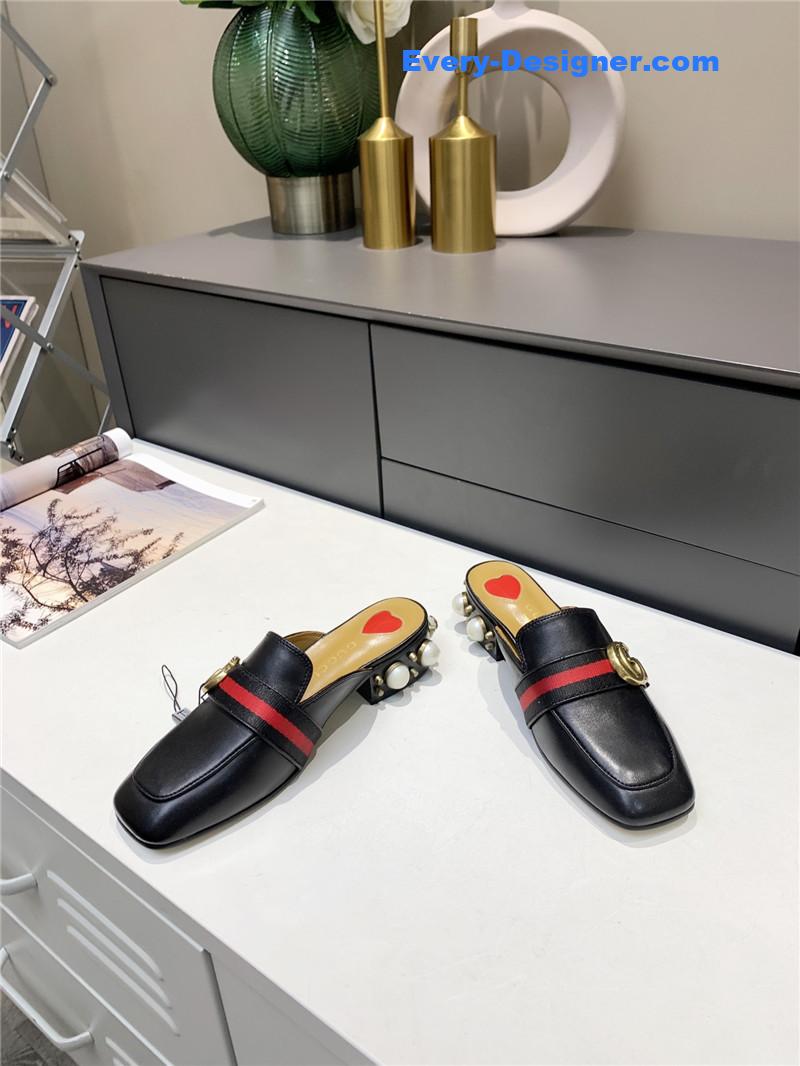 Gucci pearl heel half slippers