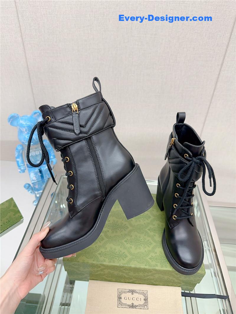 Gvc*1 double g buckle lace-up high heel boots