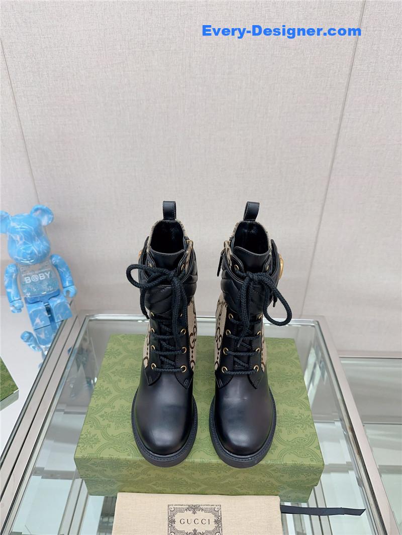 Gvc*1 double g buckle lace-up high heel boots