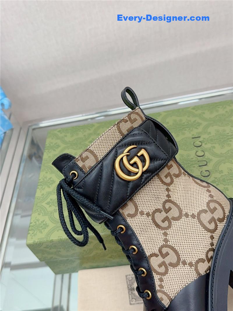 Gvc*1 double g buckle lace-up high heel boots