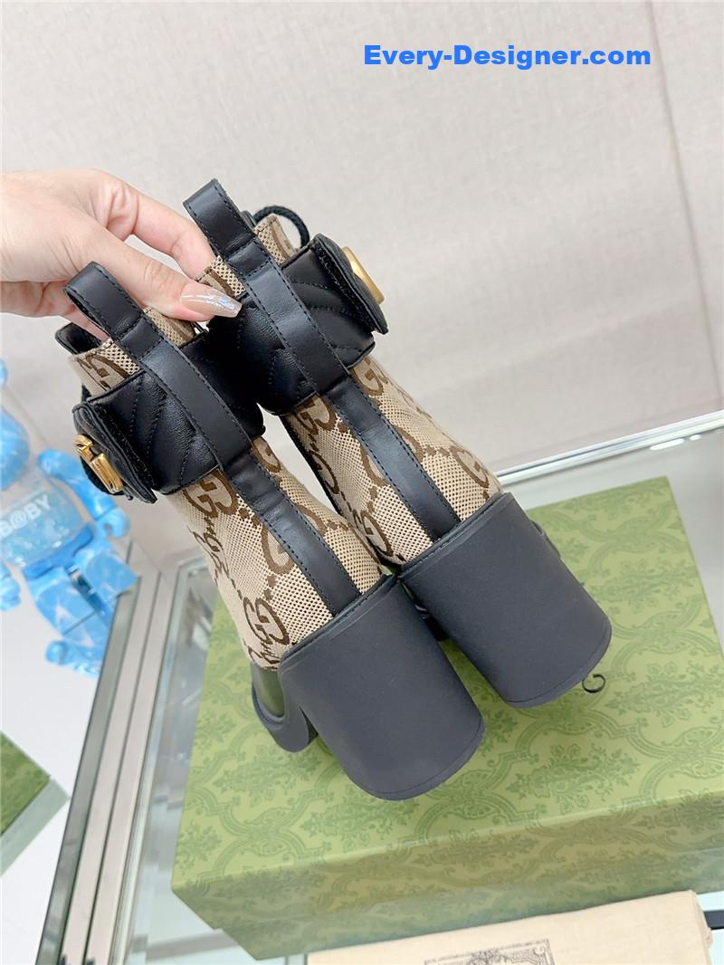 Gvc*1 double g buckle lace-up high heel boots