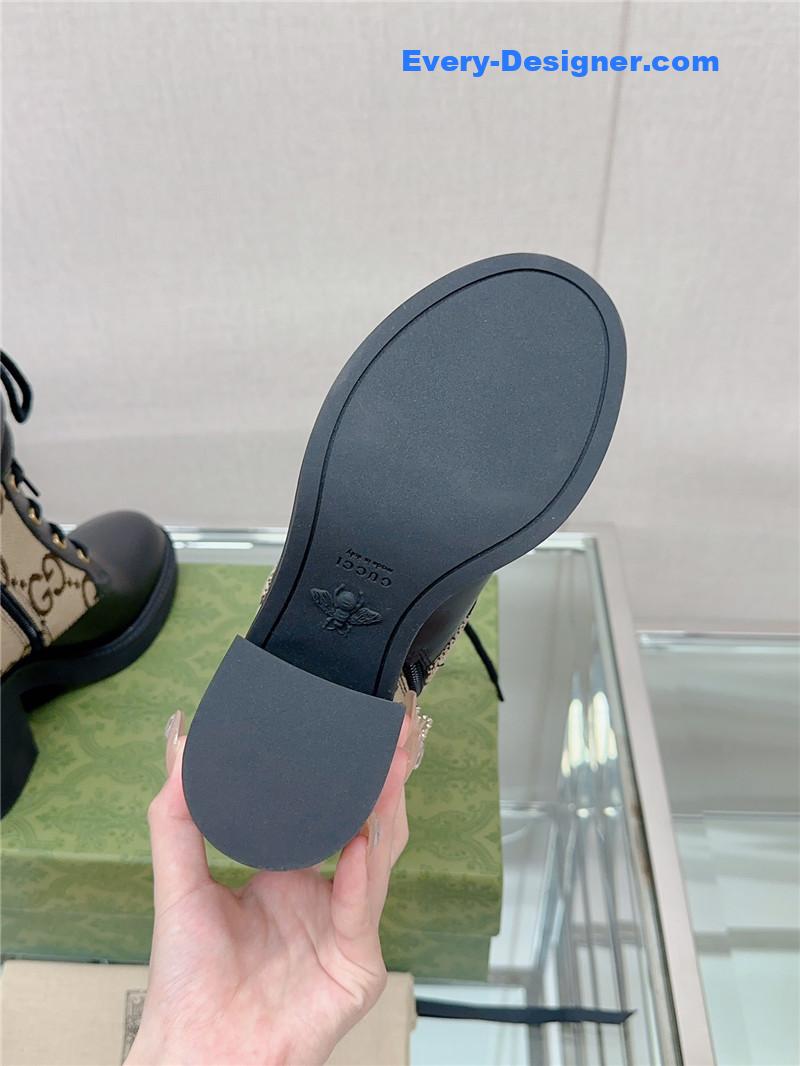 Gvc*1 double g buckle lace-up high heel boots