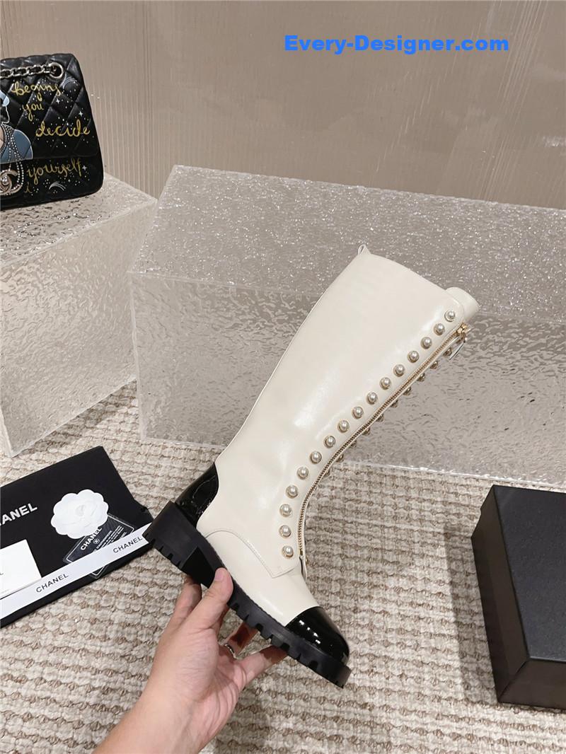 CC new autumn and winter pearl zipper boots